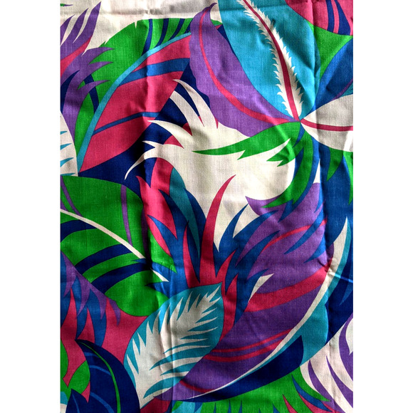 BOLD Vintage Tropical Floral Pattern Cotton Woven Fabric 80s 90's Hawaiian Print - Picture 2 of 6